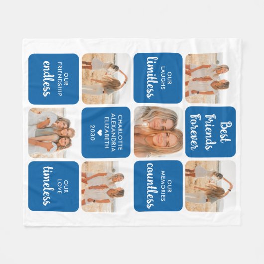Best Friends Forever Custom 6 Foto Collage Blue Fleecedecke (Vorderseite (Horizontal))
