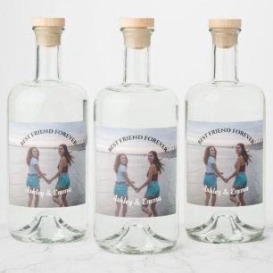 Best Friends Forever Custom Foto und Name  Alkoholflaschenetikett