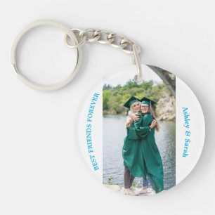 Best Friends Forever Custom Foto und Name blue Schlüsselanhänger