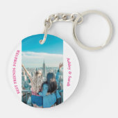 Best Friends Forever Custom Foto und Name Rosa Schlüsselanhänger (Rückseite)