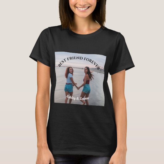 Best Friends Forever Custom Foto und Name T-Shirt (Vorderseite)