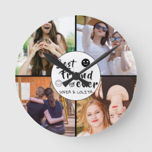 Best Friends Forever Custom Foto Wall Clock - 4pic Runde Wanduhr