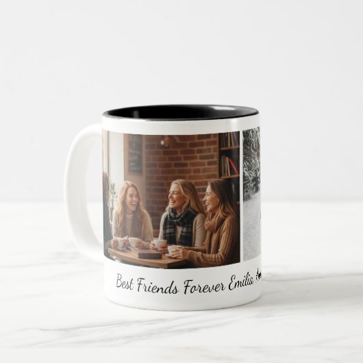 Best Friends Forever Custom Photo Personalized Cof Zweifarbige Tasse (Vorderseite Links)