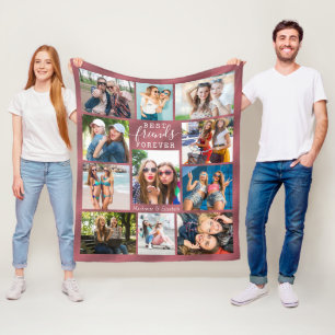 BEST FRIENDS FOREVER Foto Collage Rose Gold Ombre Fleecedecke