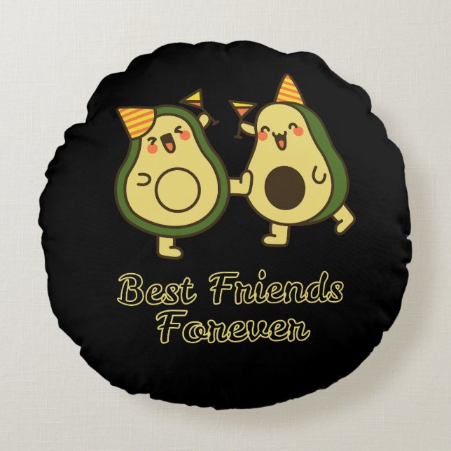 BEST FRIENDS FOREVER, FUNNY AVOCADO, FRIENDS DAY RUNDES KISSEN (Vorderseite)