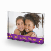 Best Friends Forever Gold Hearts Script Lila Fotoblock (Rechts)
