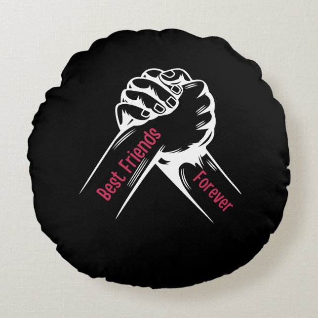 BEST FRIENDS FOREVER, MATCHING MY FRIENDS RUNDES KISSEN (Vorderseite)