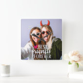 Best friends forever modern BFF photo Quadratische Wanduhr (Zuhause)
