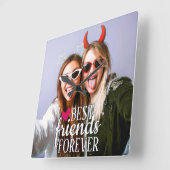 Best friends forever modern BFF photo Quadratische Wanduhr (Winkel)