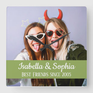 Best friends forever modern BFF photo Quadratische Wanduhr