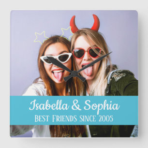 Best friends forever modern BFF photo Quadratische Wanduhr