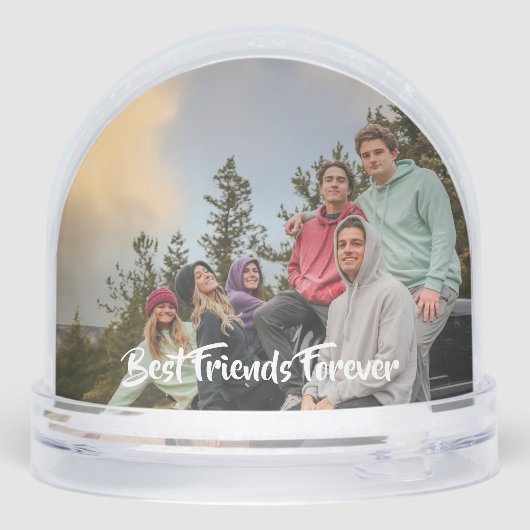 Best Friends Forever Modern Script Photo Schneekugeln (Rückseite)