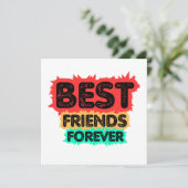 BEST FRIENDS FOREVER RETRO FRIENDS, FRIENDSHIP EINLADUNG (Stehend Vorderseite)