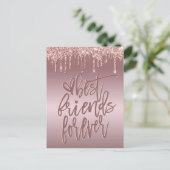 Best Friends Forever Rose Gold Glitzer Tropfen Postkarte (Stehend Vorderseite)