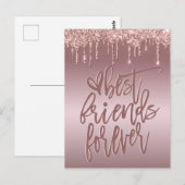 Best Friends Forever Rose Gold Glitzer Tropfen Postkarte (Vorne/Hinten)