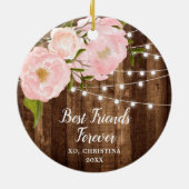 Best Friends Forever Rustic Peonies Personalized Keramik Ornament (Hinten)