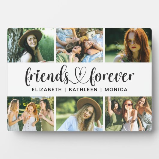 Best Friends Forever Script Foto Collage Plaque Fotoplatte (Vorderseite)