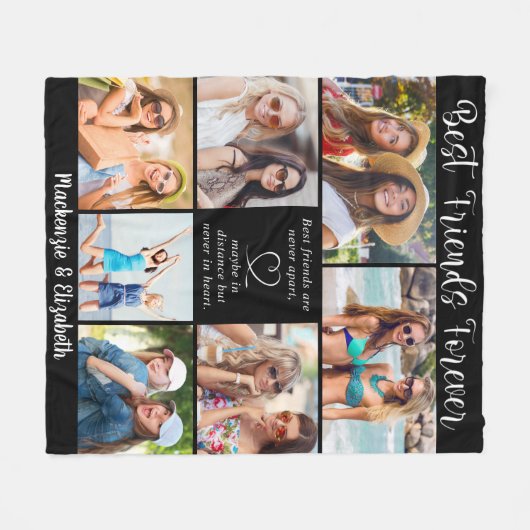 Best Friends Forever Script Zitat 7 Foto Collage Fleecedecke (Vorderseite (Horizontal))