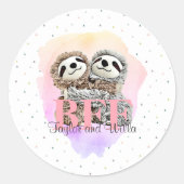 Best Friends Forever Sloth Hugs Monogram Birthday Runder Aufkleber (Vorderseite)