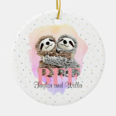 Best Friends Forever Sloth Hugs Monogram Christmas Keramik Ornament (Vorne)