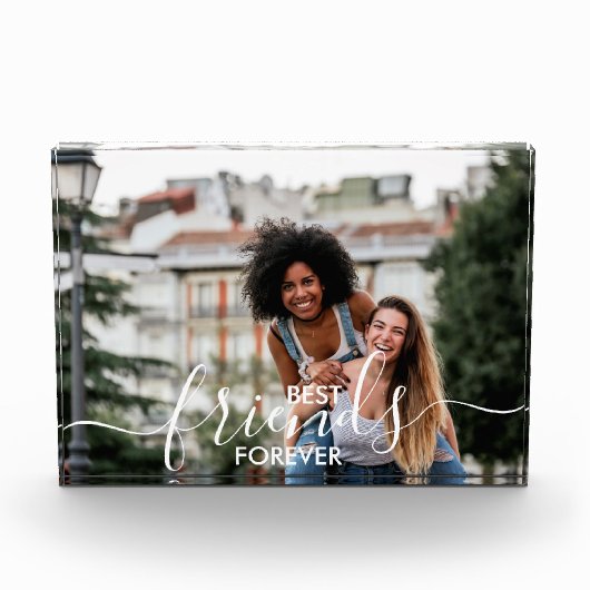 Best Friends Forever White Script Overlay Custom Fotoblock (Vorderseite)