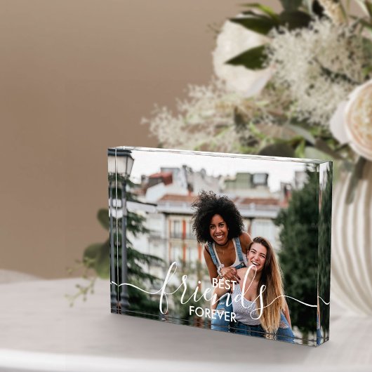 Best Friends Forever White Script Overlay Custom Fotoblock