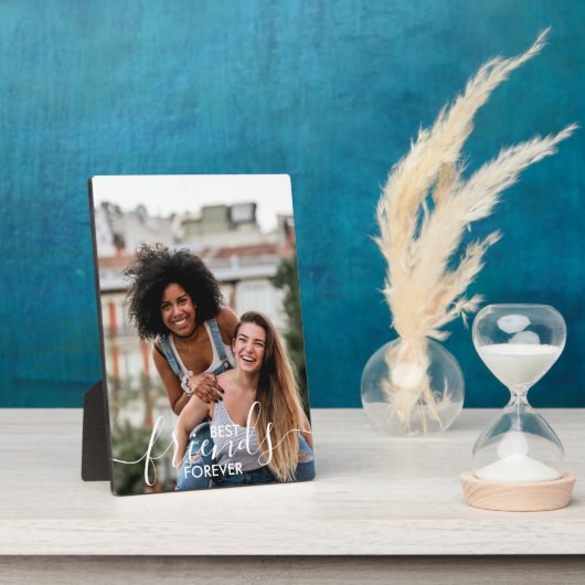 Best Friends Forever White Script Typografy Foto Fotoplatte (Seite)