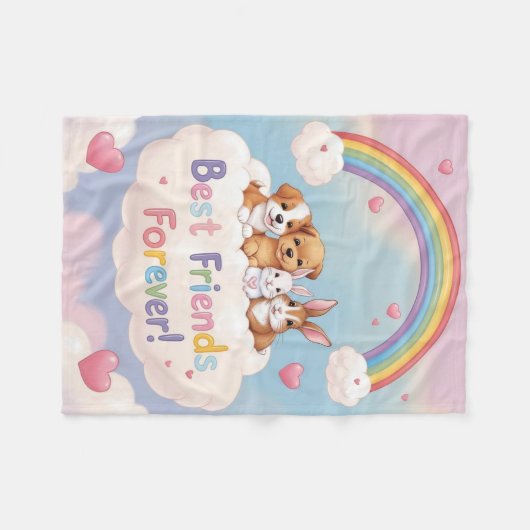 Best Friends Forever with Cute Cats Fleecedecke (Vorderseite (Horizontal))