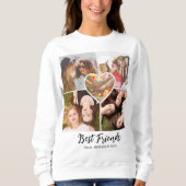 Best Friends Foto Collage Grid & Heart Custom Sweatshirt (Vorderseite)