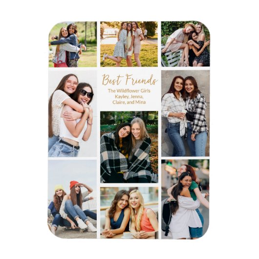 Best Friends Foto Collage Niedlich Personalisiert Magnet (Vertikal)