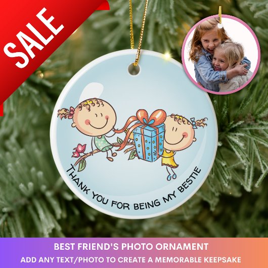 Best Friends Foto Geschenk BESTE FREUNDIN Weihnach Keramik Ornament
