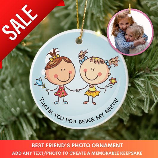 Best Friends Foto Geschenk FOTO Weihnachtsdekorati Keramik Ornament