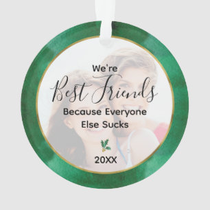 Best Friends Foto Green Gold Ornament