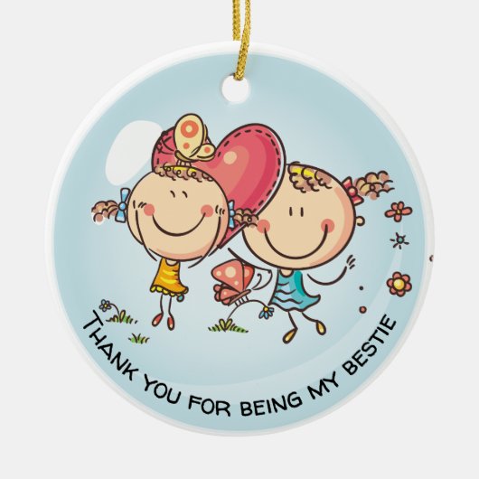 Best Friends Foto Niedliche Weihnachtsdekoration Keramik Ornament (Vorne)