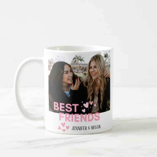 Best Friends Foto Rosa Personalisierte Namen Kaffeetasse (Links)