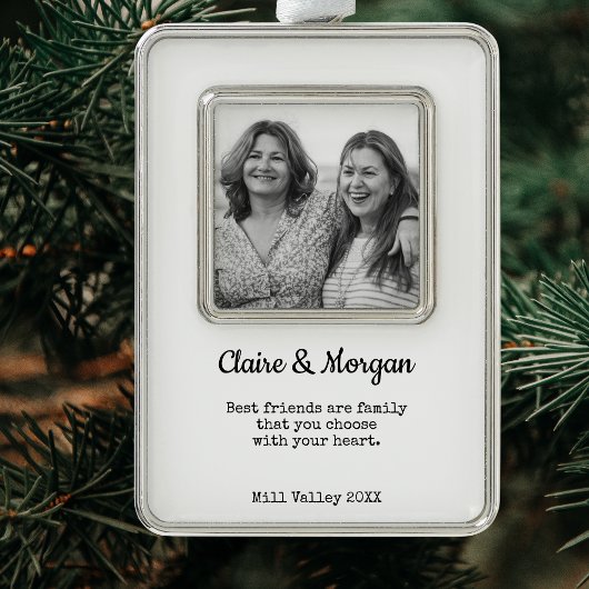 Best Friends Foto Weihnachten Rahmen-Ornament Silber