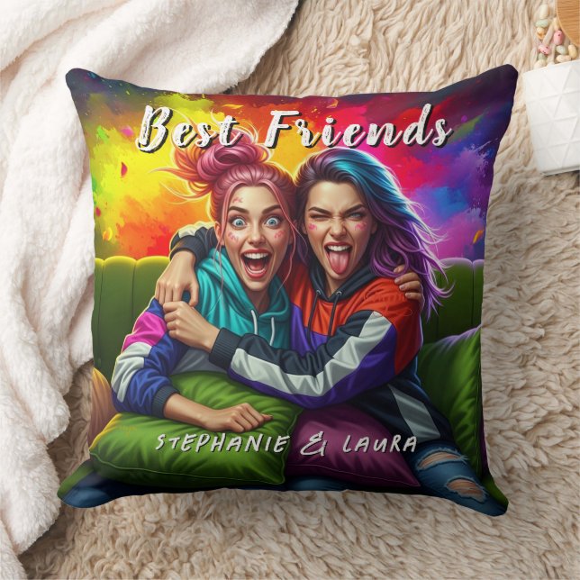 Best Friends Funny Colorful Kissen (Decke)