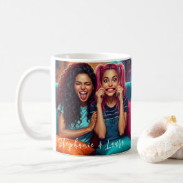 Best Friends Funny Faces & Inspirational Quote Kaffeetasse
