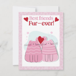 Best Friends Fur-ever Pink Cat Valentines Card Feiertagskarte