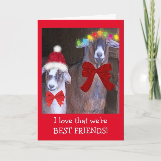 Best Friends Goat Christmas Feiertagskarte (Vorderseite)