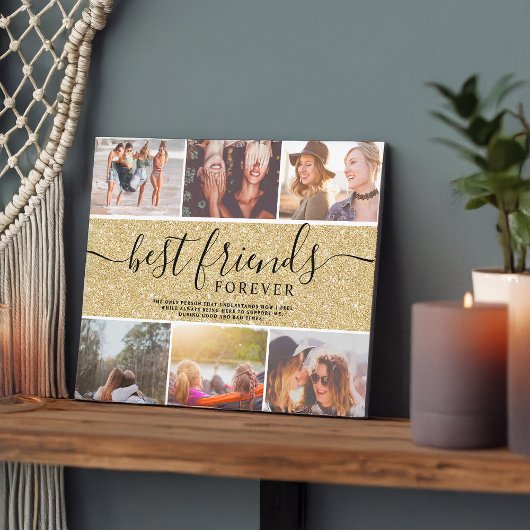 Best friends gold glitter 6 photo collage grid fotoplatte