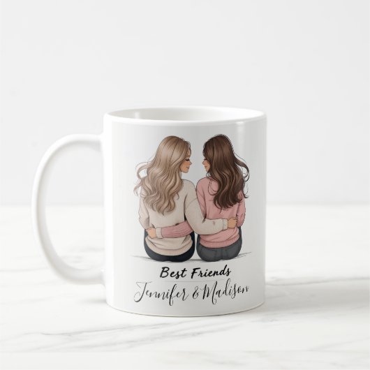 Best Friends Hair Illustration Mug – BFF Besties D Kaffeetasse (Links)
