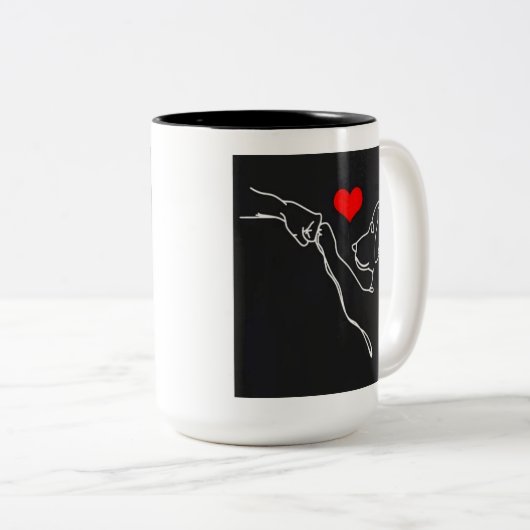 Best Friends Hand and Dog Line Art Pullover Zweifarbige Tasse (VorderseiteRechts)