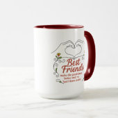 Best Friends Heart Hands Floral Quote Combo Mug Tasse (VorderseiteRechts)