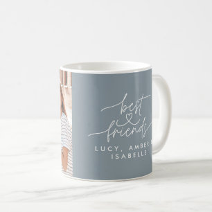 Best friends heart script Foto elegant dusty blue Kaffeetasse