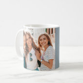 Best friends heart script Foto elegant dusty blue Kaffeetasse (Vorderseite Links)