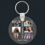 Best Friends individuellen Namens und 6 Foto Colla Schlüsselanhänger<br><div class="desc">Dieses Design hat eine einfache Collage Vorlage,  in der Sie Ihre 6 Lieblings-Bilder hochladen können. Dies ist das ideale Geschenk,  um Ihre Liebe für Ihren besten Freund zu zeigen. Sie können das Geschenk mit Ihren Namen personalisieren,  Geburtstage,  Feiertage,  Freundschaftstag etc.,  um Ihre Liebe zu zeigen.</div>