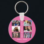 Best Friends individuellen Namens und 6 Foto Colla Schlüsselanhänger<br><div class="desc">Dieses Design hat eine einfache Collage Vorlage,  in der Sie Ihre 6 Lieblings-Bilder hochladen können. Dies ist das ideale Geschenk,  um Ihre Liebe für Ihren besten Freund zu zeigen. Sie können das Geschenk mit Ihren Namen personalisieren,  Geburtstage,  Feiertage,  Freundschaftstag etc.,  um Ihre Liebe zu zeigen.</div>