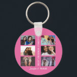 Best Friends individuellen Namens und 6 Foto Colla Schlüsselanhänger<br><div class="desc">Dieses Design hat eine einfache Collage Vorlage,  in der Sie Ihre 6 Lieblings-Bilder hochladen können. Dies ist das ideale Geschenk,  um Ihre Liebe für Ihren besten Freund zu zeigen. Sie können das Geschenk mit Ihren Namen personalisieren,  Geburtstage,  Feiertage,  Freundschaftstag etc.,  um Ihre Liebe zu zeigen.</div>