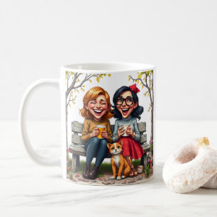 Best Friends Ladys trinken Kaffee Cat Zitat Kaffeetasse